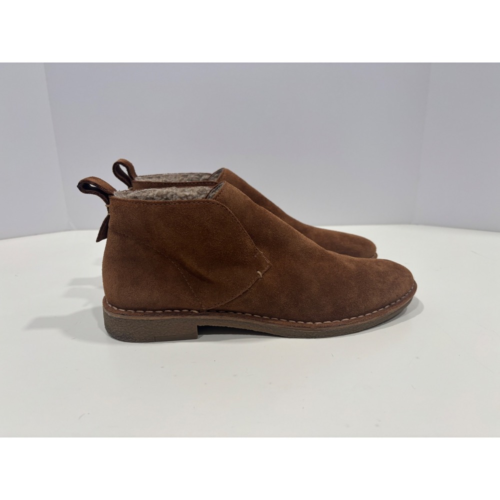 Dolce Vita Womens 7.5 Brown Suede Faux Shearling Lined Ankle Boots Chukka Bootie